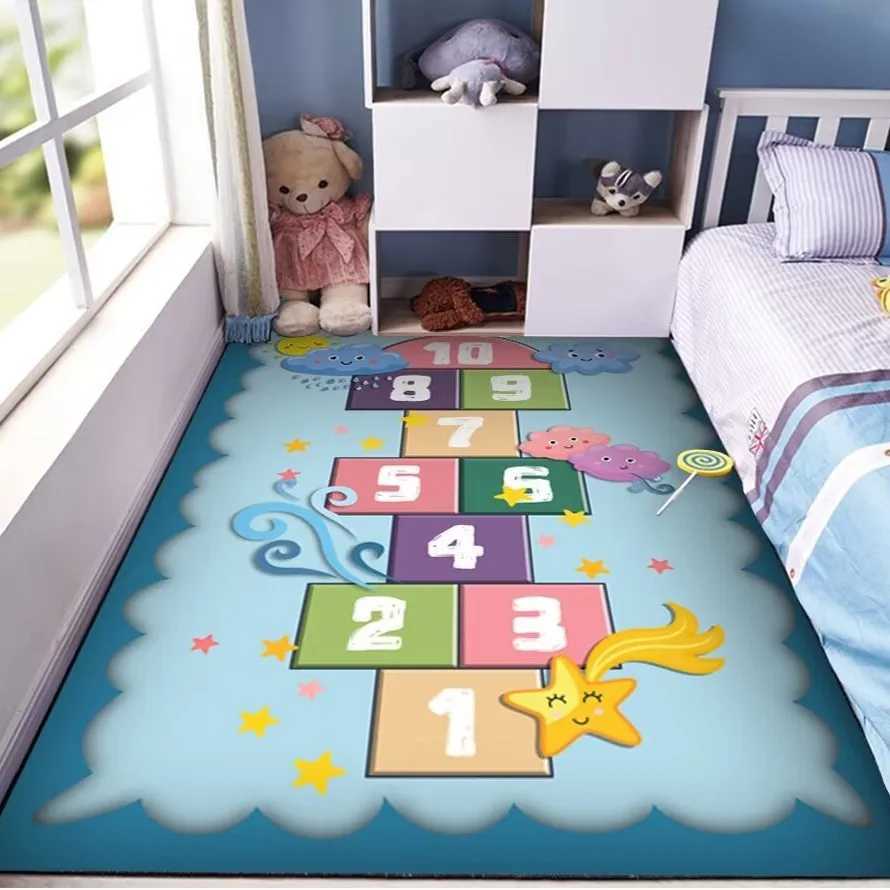 VIKAMA Flannel Childrens Carpet Parking Lot Climbing Mat Game Traffic Mat Early Education Kindergarten Rug Home Decoration C250926