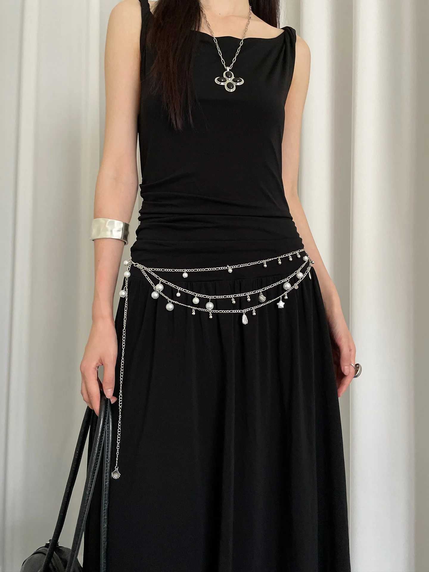 Fashionable MultiLayer Pearl Metal Waist Chain For Women Bohemian Waist Belt Decoration To Match With Skirts L250926
