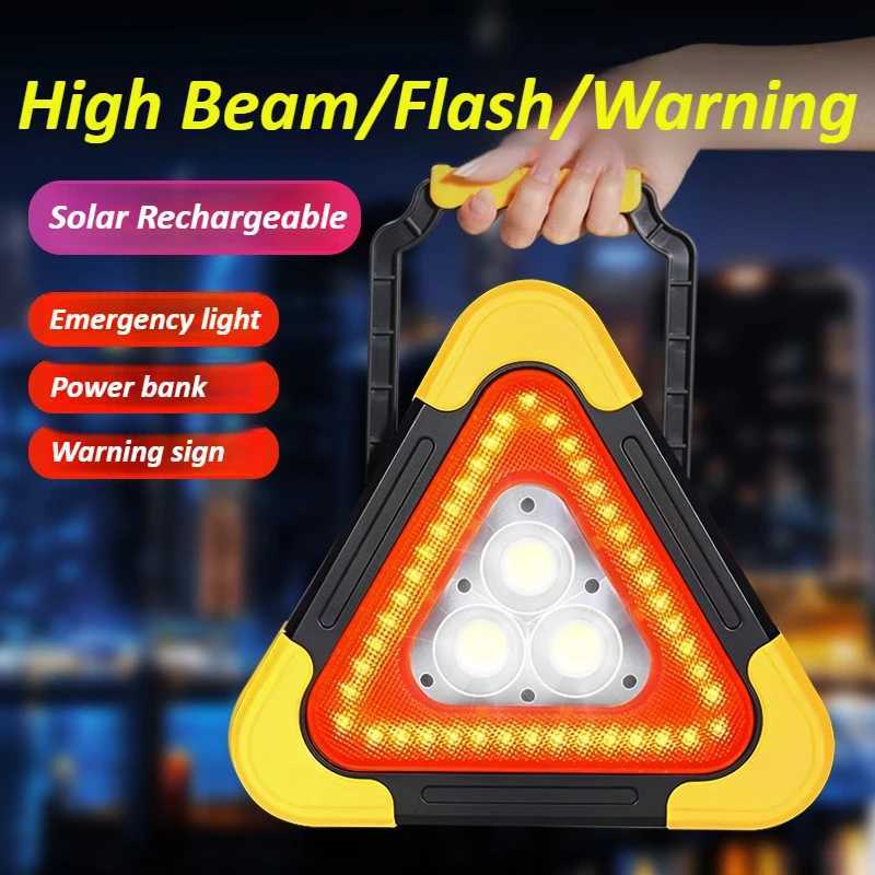 3in1 4Modes Solar Emergency Triangle Warning Light Portable Safety Breakdown Alarm Lamp for Roadside Rescue Kit Outdoor Using C250925