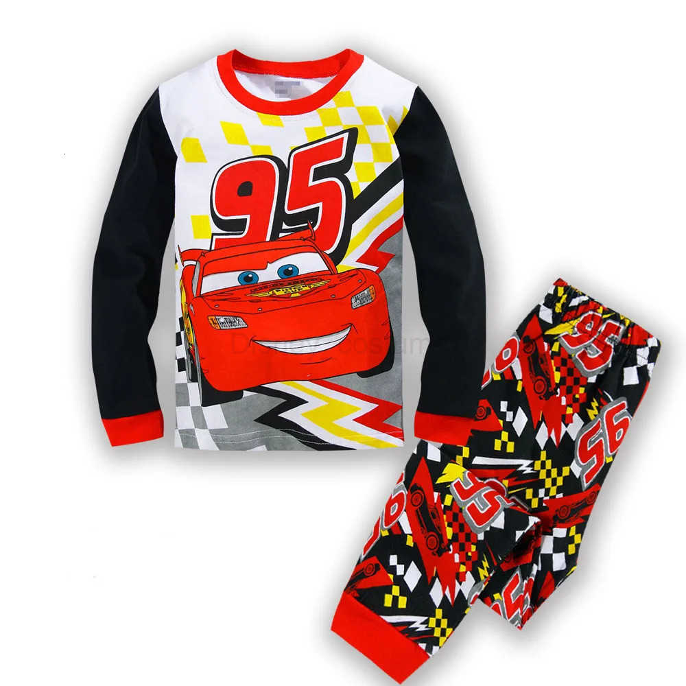 Disney Kids Pajamas Sets Baby Girls and Boys Lightning Mcqueen Pyjamas Cotton Clothes 95 Car Cartoon Long sleeve TshirtPants pyjama H250926