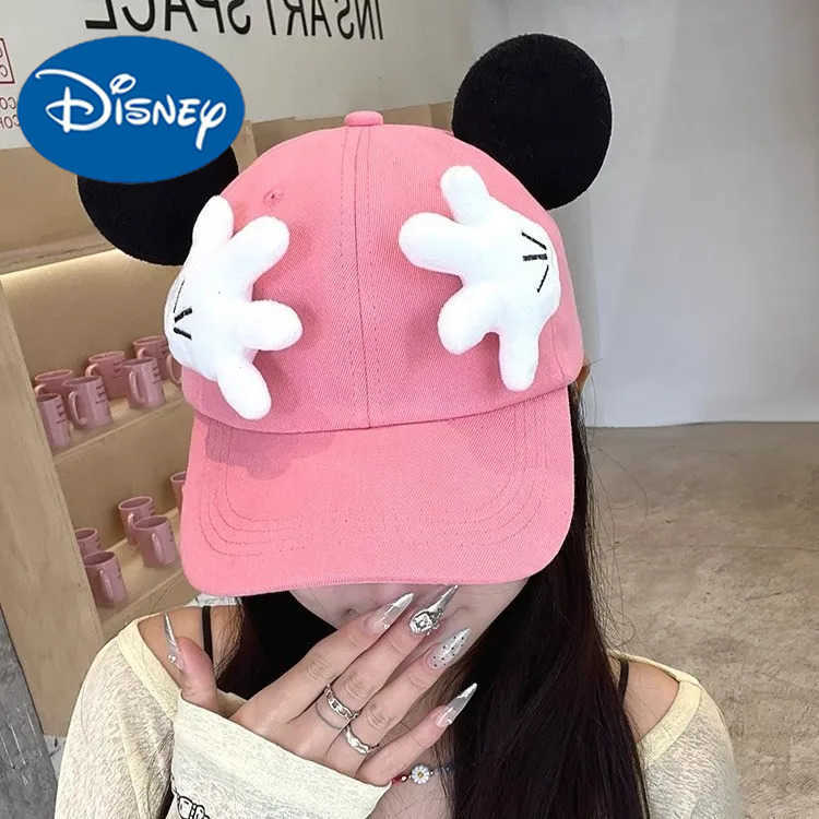 Disney cartoon cute Mickey Mouse ears hand covering face baseball cap casual fashion outdoor sports sunshade cap girl gift H250926