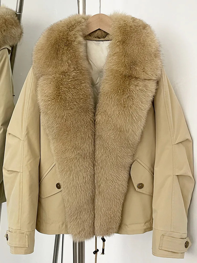 ZMEENNA Womens Black Trim Parka Jacket Warm Winter Coat ious Large Fur Collar Outerwear Chic Fashion Style ZM3362 250917