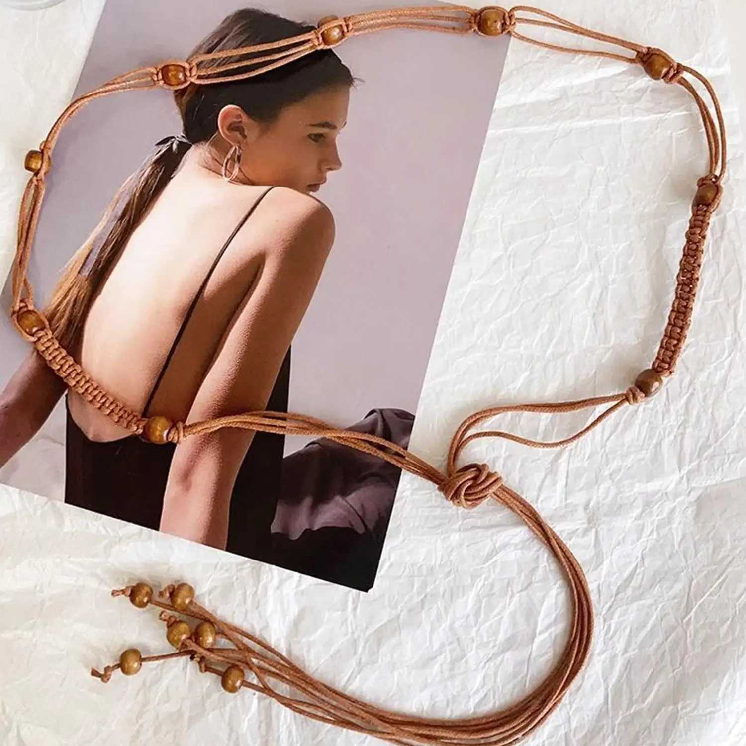 Vintage Ethnic Trend Butterfly Belt Bohemian Style Brown Braided Waistline Women With Dress Sexy Belt Y2k Belt Waist Rope L250926