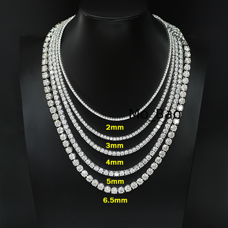 Pass Diamond Tester 925 Sterling Silver 2mm65mm VVS Mossanite Diamond Tennis ChainBracelet High Quality Iced Out Tennis Chain