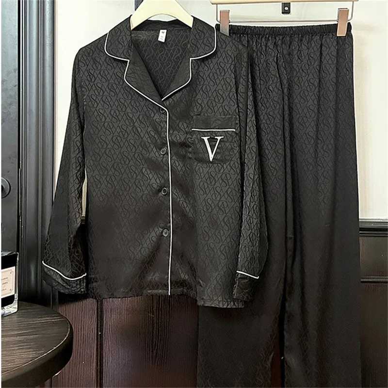 Green Print Pajamas Set Long Sleeve Sleepwear Women Luxury Rayon Home Clothes V Letter Loungewear Pijama Mujer 2Pcs Nightwear Z250925