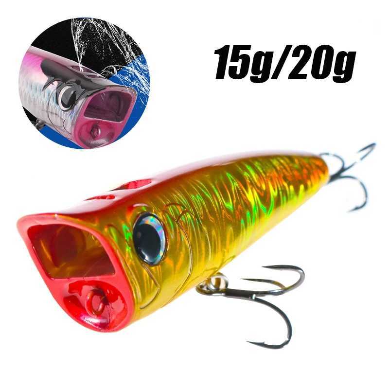 1pc Topwater Popper Spinning 1520g Sea Popper Lure Artificial Saltwater Topwater Bait for Bass Pike Hard Baits W250926