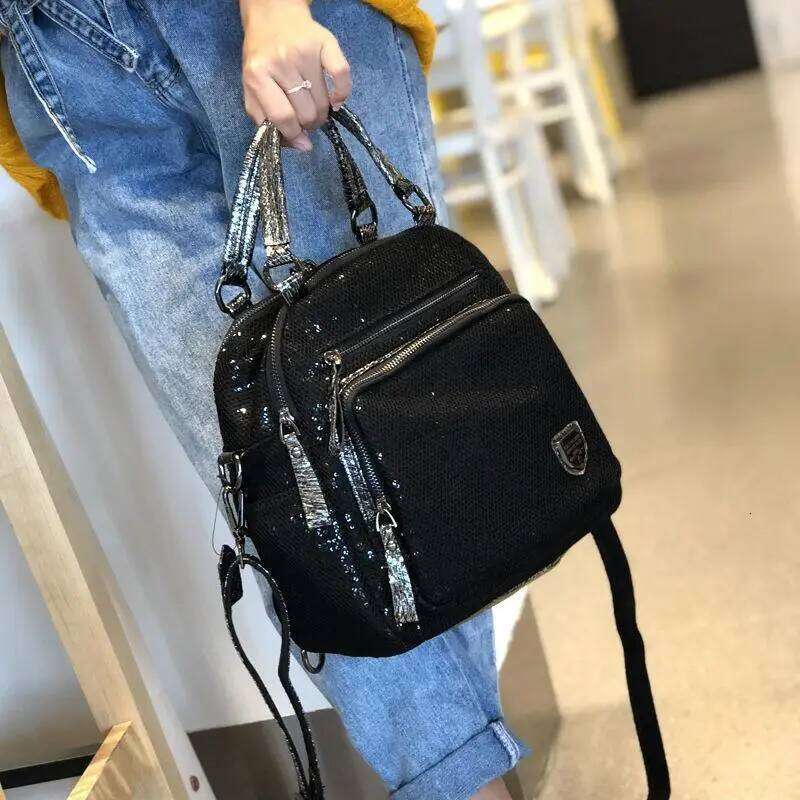 Korean version new women handbag sequin fashion travel backpack multifunctional large capacity dual-use bag trendy