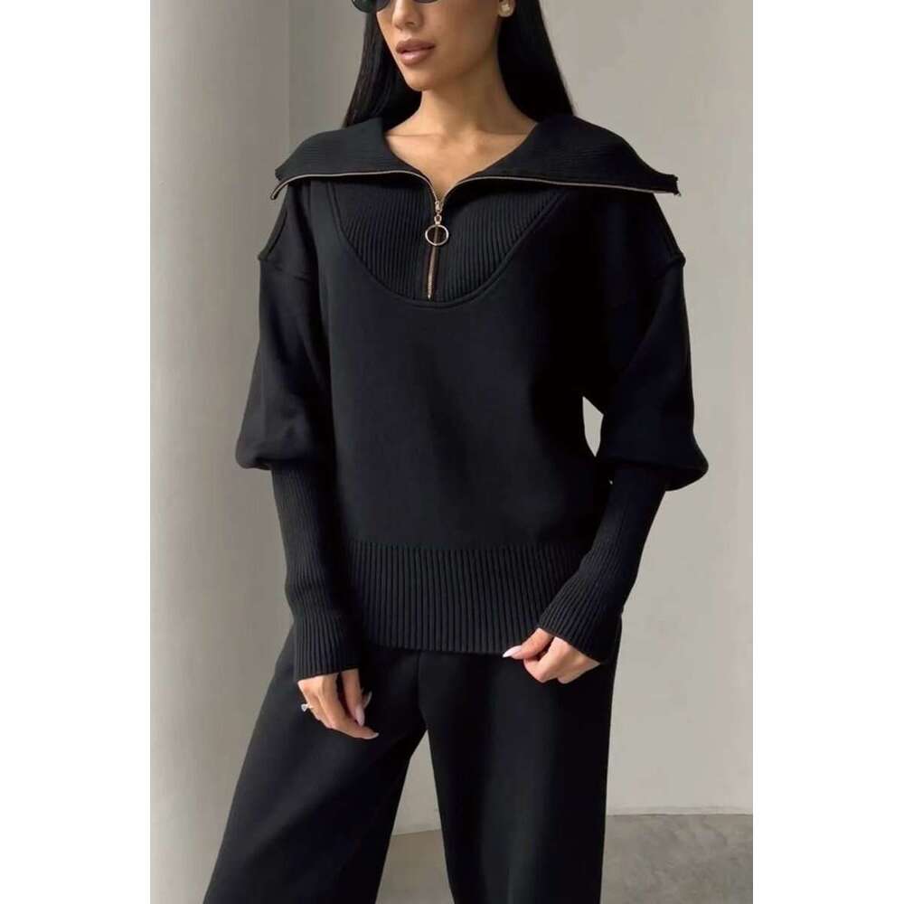 2025 Autumn Winter Fashion Women's Clothing Cross-Border Trade Elegant Casual Sweatshirt Two-Piece Set