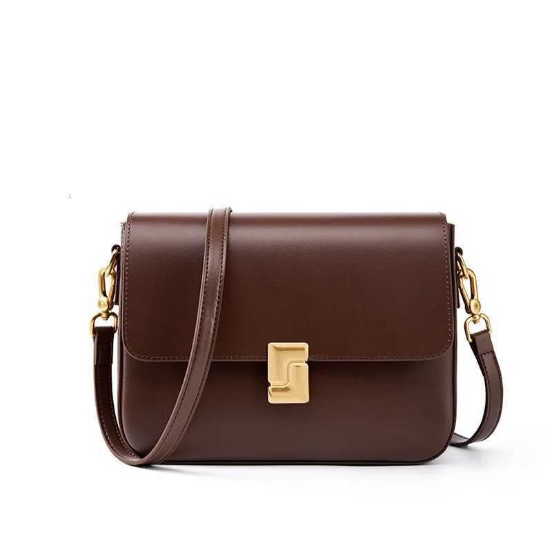 Genuine leather womens bag 2025 new spring and summer crossbody bag commuter shoulder bag small square cowhide bag Z250926