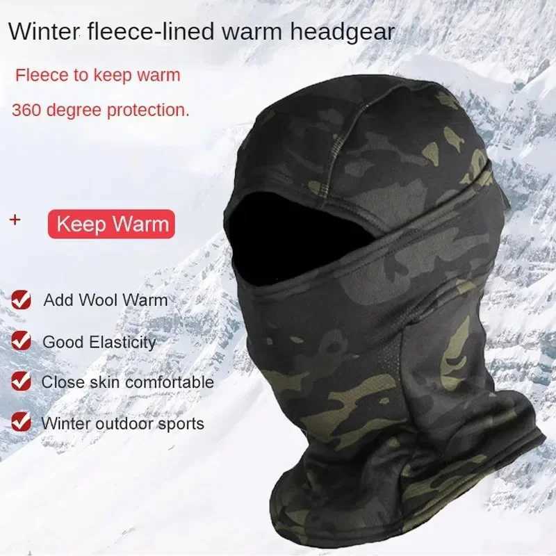 Winter Fleece Warm Camo Balaclava Outdoor Coldproof Ski Cycling Full Face Mask Motorcycle Mask Helmet Lining Z250926