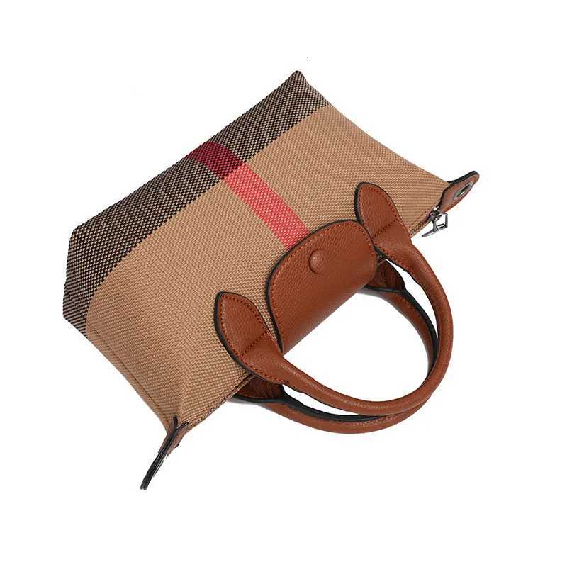 Genuine Leather Classic Plaid Shoulder Crossbody BagW250926