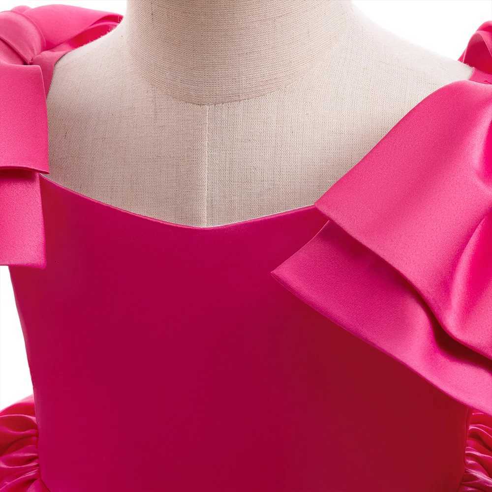 Fashion Big Bow Girls Party Dress Formal Pink Wedding Bridesmaid Birthday Princess Dresess for Girl Gala Christmas Kids Clothes Z250926
