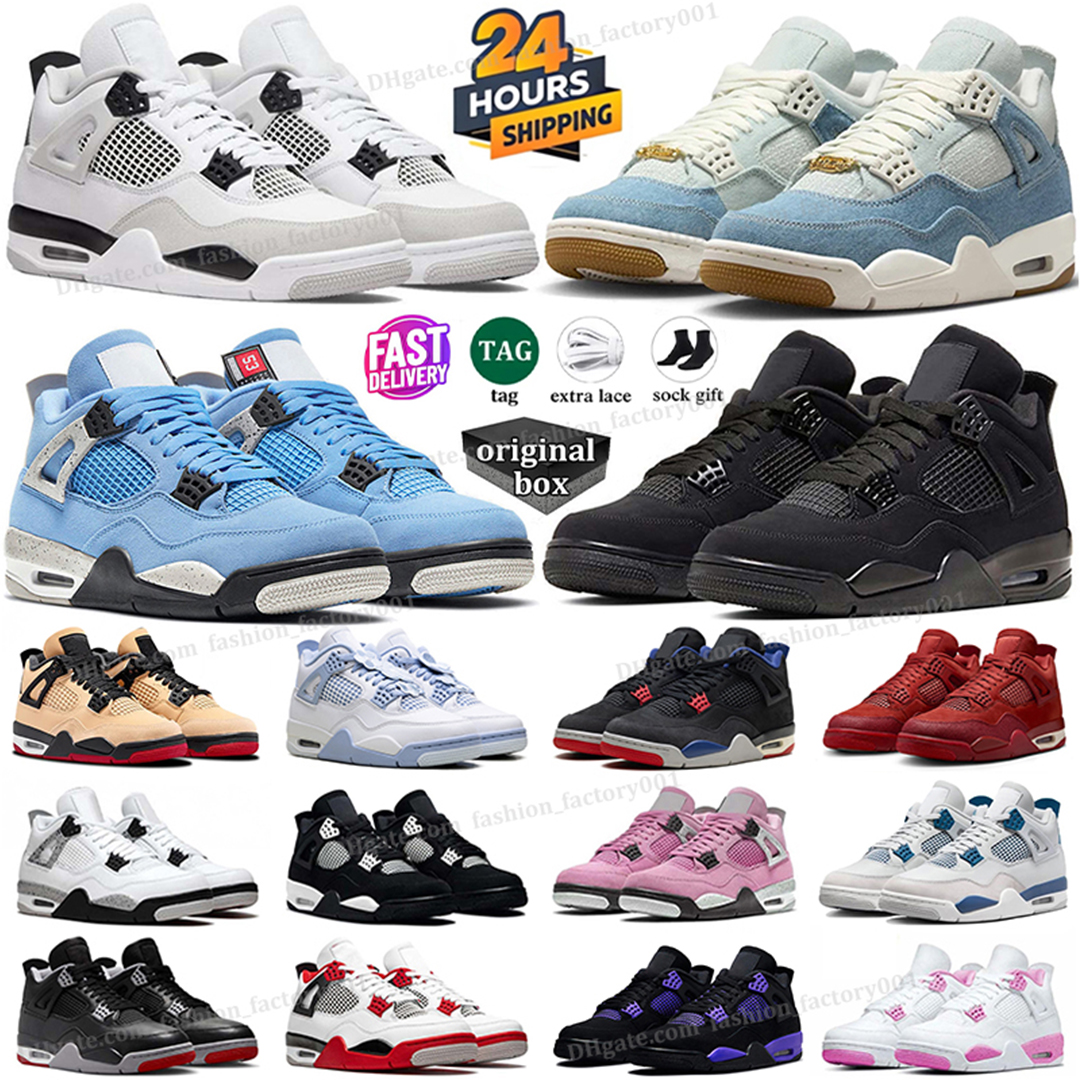 With Box Designer 4 Basketball shoes Men Women 4s Sneakers Worn Blue Military Black Cat 2025 Purple Thunder Cool Grey Bred Sports Mens Trainers Sneaker Size US 5.5-13