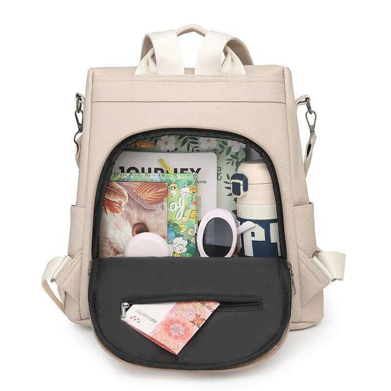New Women's Fashion Soft PU Leather Anti Theft Travel Backpacks High Capacity Multifunctional Backpack Casual Tassels School Bag