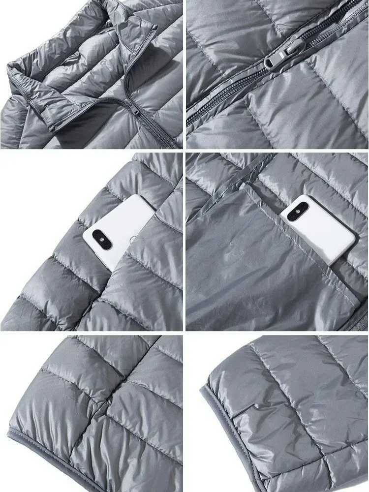 Mens Ultra Light Standing Collar Down Jacket Travel Ultra Light and Portable New Series Jacket Warm Foldable White Duck Down W250926