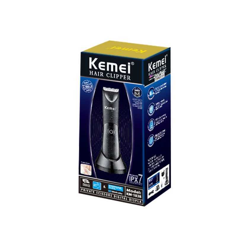 Kemei Electric Hair Clipper Professional Sensitive Area Haircuts Machine Waterproof Body Trimmer with Charging Base KM1838 R250926