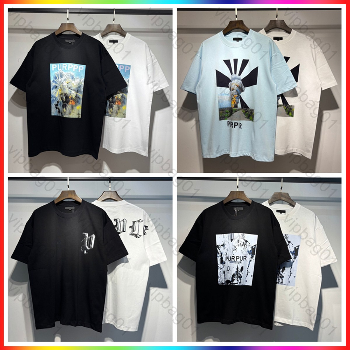 Summer Men's Purple Shirt Designer T-shirt Casual Men's and Women's Loose Round Neck T-shirt Short Sleeve Bestseller Luxury Fashion Letter Print Hip Hop Street T-shirt