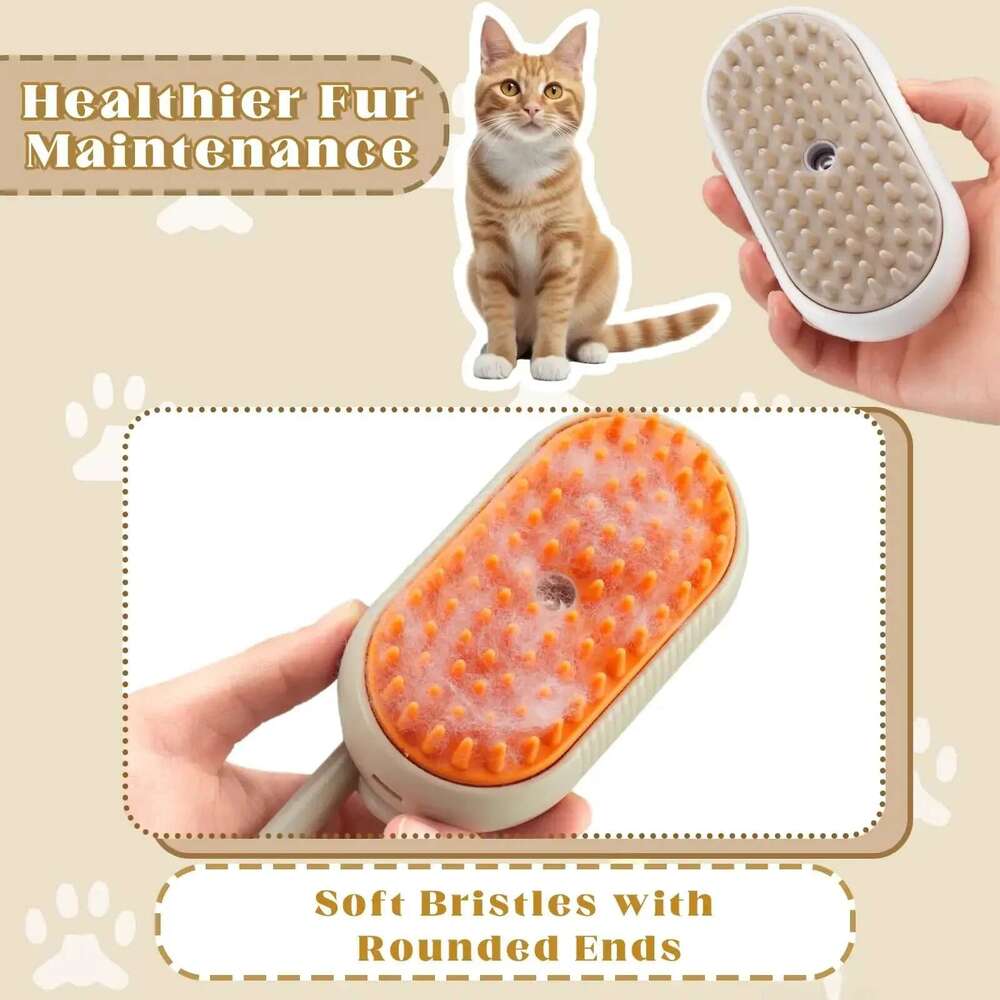 2025 new Cat Dog Pet Massage 3 in 1 One Button Steam Spray Folding Rotatable Floating Bath Hair Removal Brush Comb