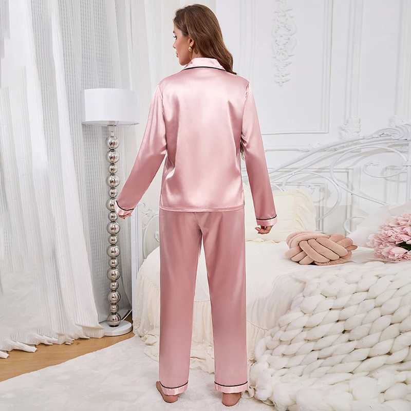 Womens Pajama Set Silk Sleepwear Suit Loungewear Pj Set Satin Long Sleeve Tops With Pants 2 Pieces Pjs Pajamas for Women Pyjama Z250925