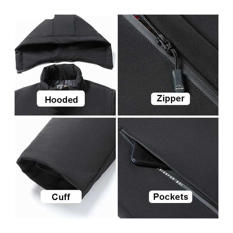 Windproof Warm Parka Men New Hooded Fleece Lining Mens Winter Jacket Coat Winter Jackets for Mens Winter Coats Windbreak Black W250926