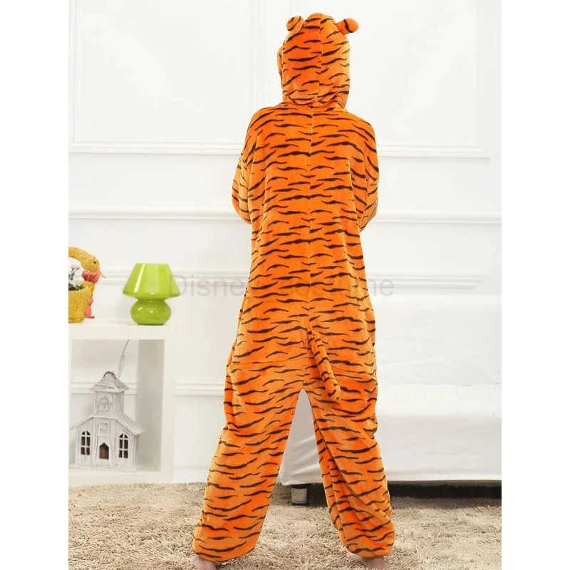 Disney Fleece Tiger Adult Onesie Pajamas Christmas Halloween Animal Cosplay Sleepwear Women Men Kids Family One Piece Jumpsuit Costume H250926