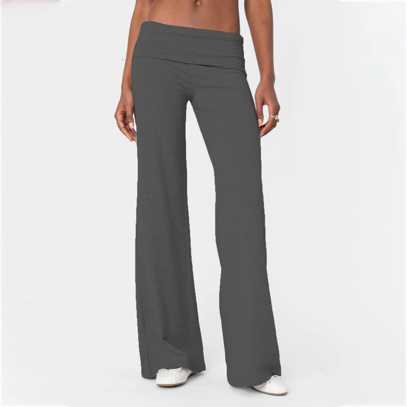 Casual Wide Leg Sweatpants for Women Fold Over Low Rise Flare Yoga Lounge Pants Back to School Clothes for Teen Girls Outfits 250922