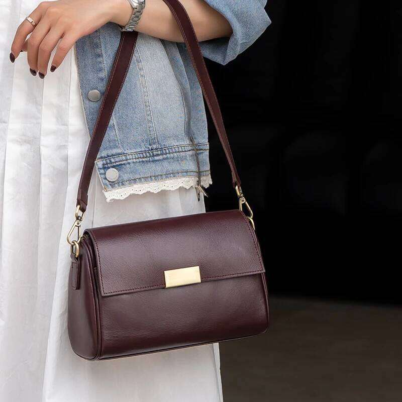 Female Designer Cowhide Handbags Women Cow Genuine Leather Versatile Shoulder Bag Lady Soft Retro Crossbody Underarm Bags Suotong2509