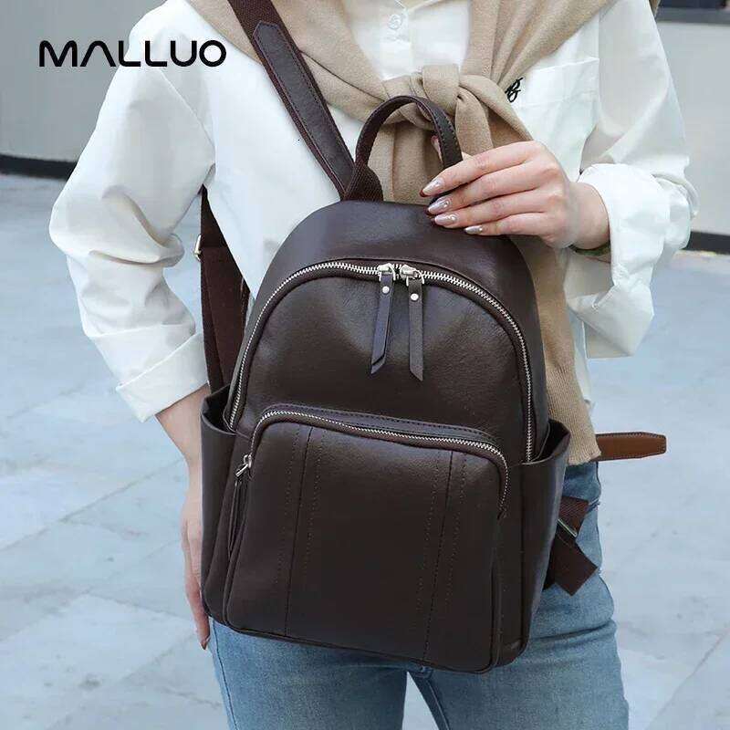 Lady Cowhide Design Large Capacity Bags Women Natural Cow Leather Female Retro Versatile Backpacks Ladies Fashion Bag Suotong2509
