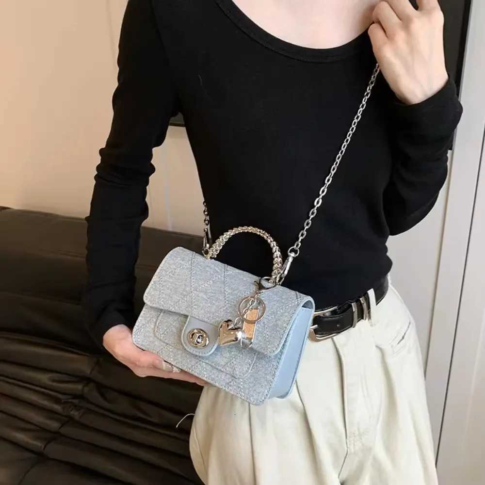 Oneshoulder Womens Fashion Highend Portable Small Square Bag Denim Rhombus Chain Versatile Crossbody Bag for Women Z250926