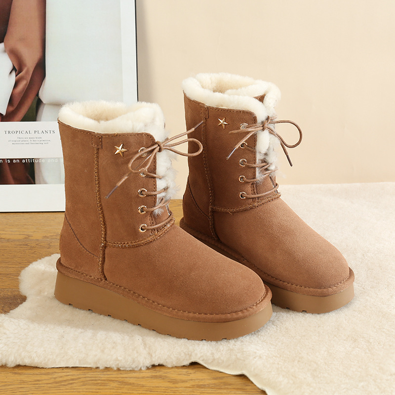 CE designer shoes Free shipping oxhide affordable luxury Winter anti slip snow boots with thick plush cotton shoes Easy to store white