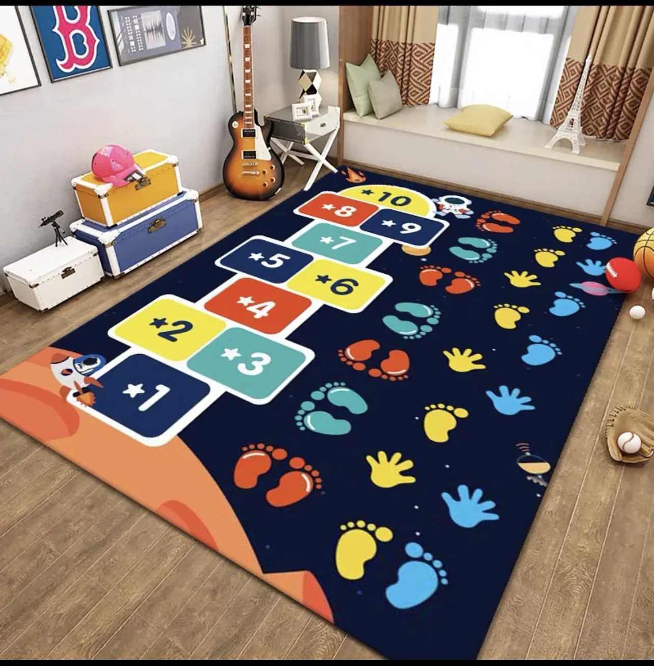 Cartoon Hopscotch Carpet NonSlip Childrens Room Study Table and Chair Mat Kindergarten Play Floor Mat Home Decoration C250926
