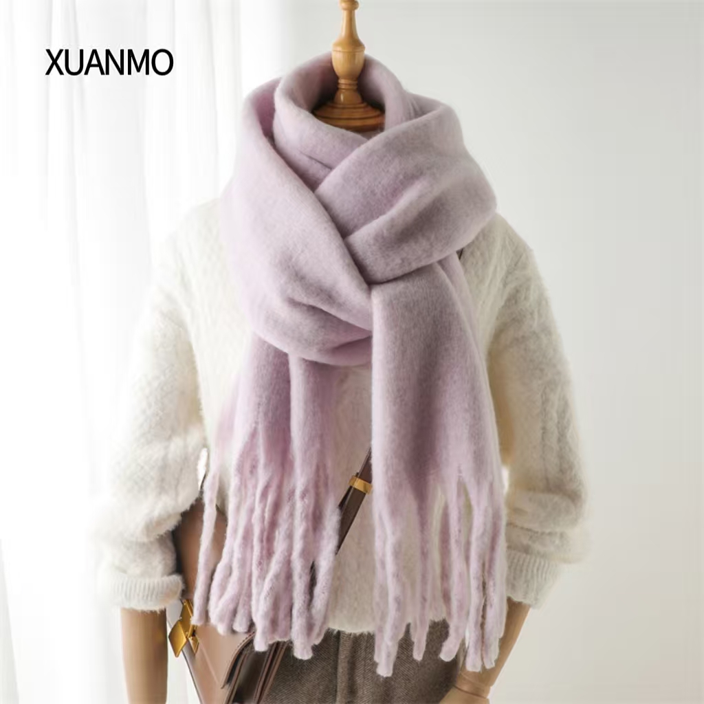 K1972 New winter thickened lambswool scarf shawl Korean style solid color versatile women's wholesale price flexible minimum order quantity