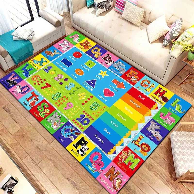 Play Rug Playroom Floor Mat Alphabet Numbers Animals Educational Area Crawling Rugs Room Classroom Nursery BedRoom Decor Carpet C250926