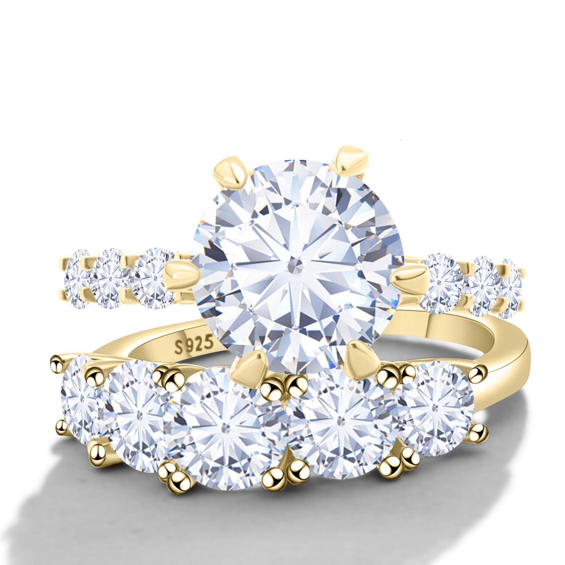 7.8 CT moissanite luxury ring set certificate passed the diamond testing pen 925 sterling silver inlaid light luxury wedding ring