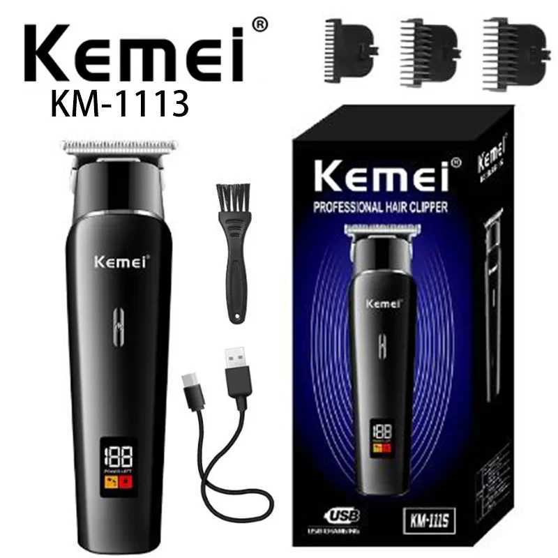 Kemei KM1113 LED Barber Machines Rechargeable Hair Trimmer USB Low Noise Professional Cordless Portable Mens Hair Cut Clipper R250926