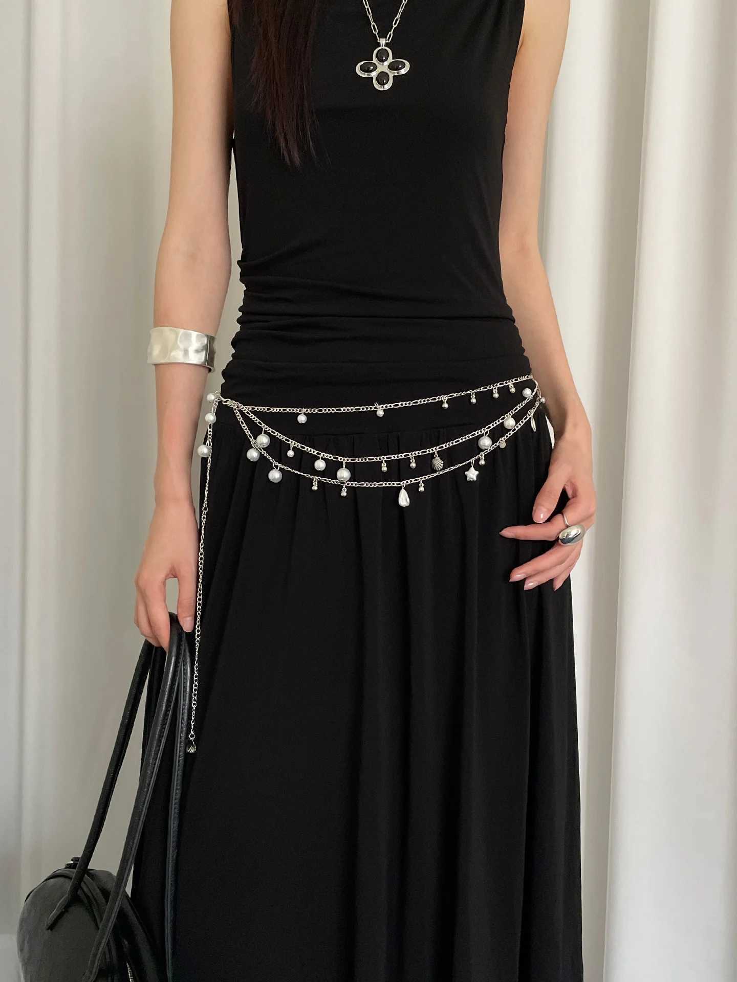 Fashionable MultiLayer Pearl Metal Waist Chain For Women Bohemian Waist Belt Decoration To Match With Skirts L250926