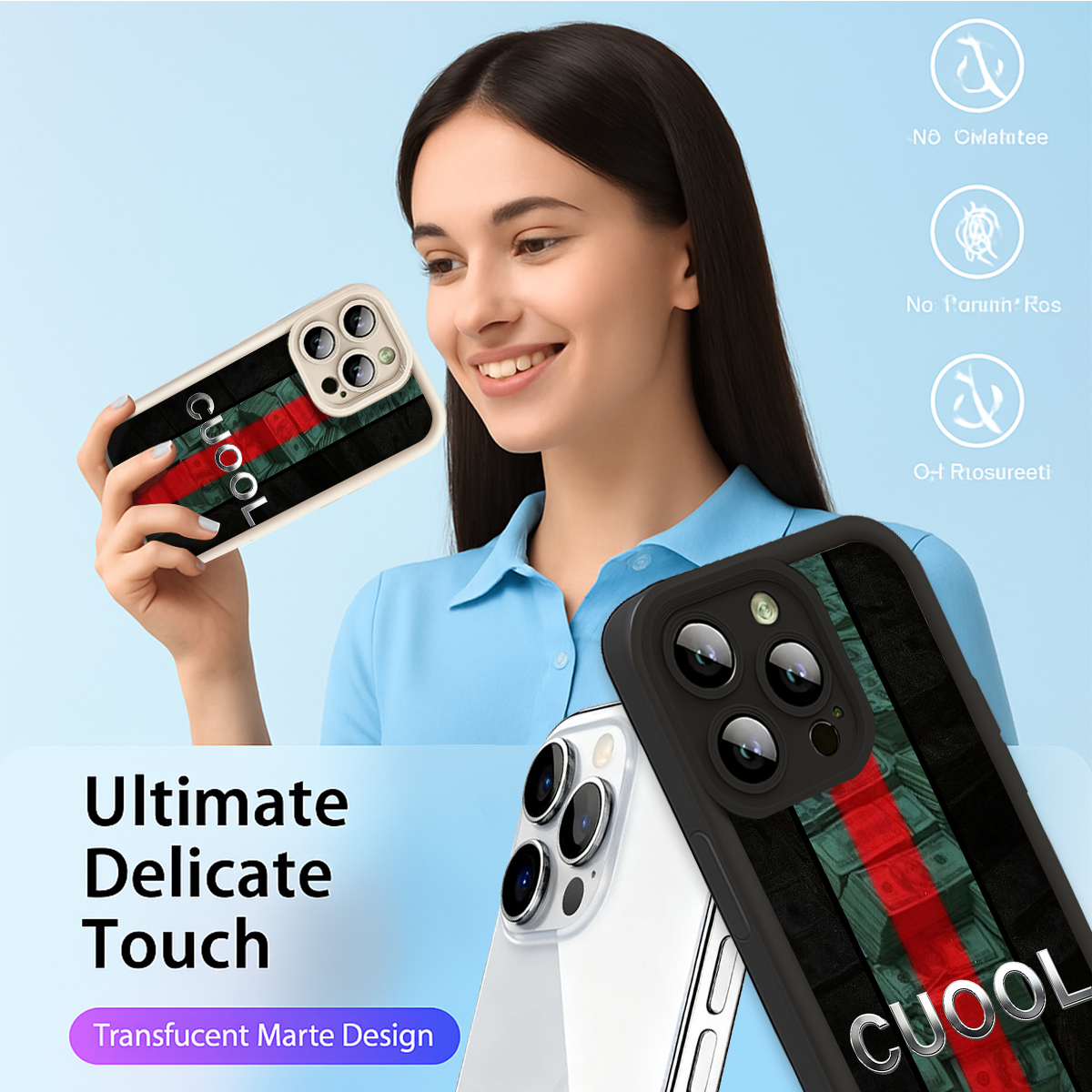 Luxury Designer Phone Case for iPhone 11 - 16 Pro MAX, Stylish Black with Red Stripe & Money Pattern, Premium Protective Cover L20250919 (36)