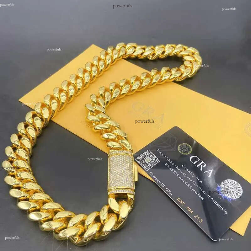 Wholesale Gold Plating Sier Moissanite Miami Link Hip Hop Jewelry Iced Out Necklace Cuban Chain For Men