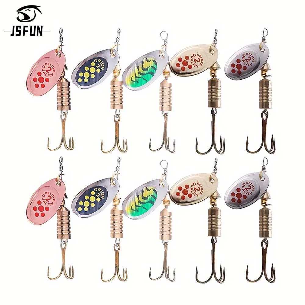 JSFUN 10PCS Spinner Spoon Metal Bait With Box Sequins Crankbait Spoon Baits Bass Trout Perch Pike Rotating W250926