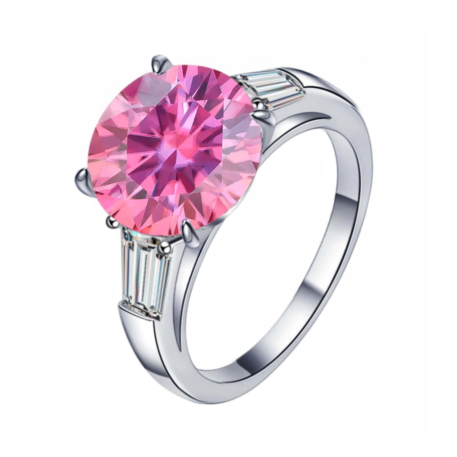 S925 Sterling Silver 5 Carat Round Moissanite Ring for Women Elegant and Luxurious High-End Engagement Ring