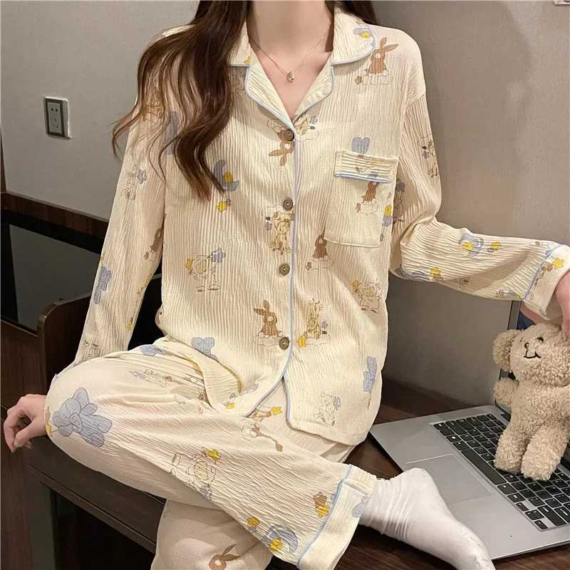 Springautumn Japanese Style Ins Pyjama Set Womens Long Sleeve Trousers Student Cute Cartoon Outer Wear Home Clothes Suit Z250925