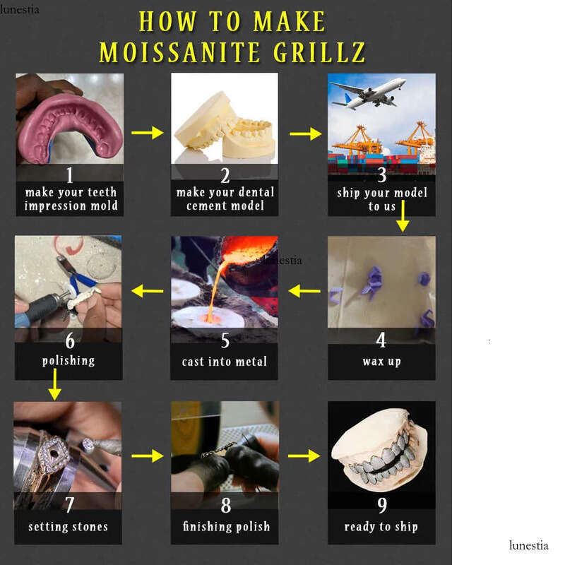 Yu Ying Custom Hip Hop Gold Plated Iced Out Moissanite Dia Grillz for Teeth aaa