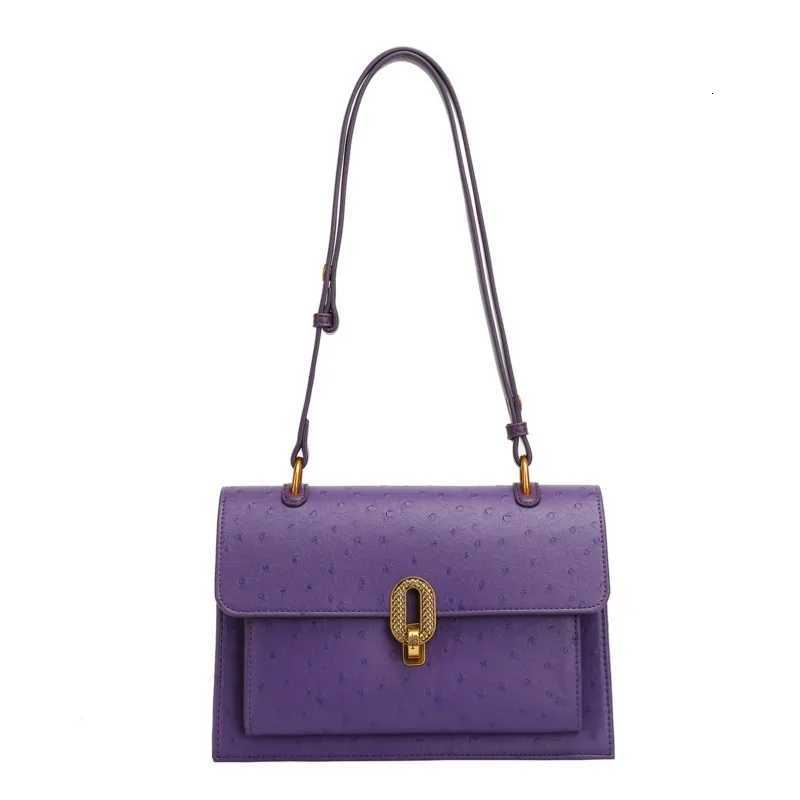 Womens bag purple ostrich patterned small square bag 2025 summer new highend single shoulder chain armpit bag Z250926
