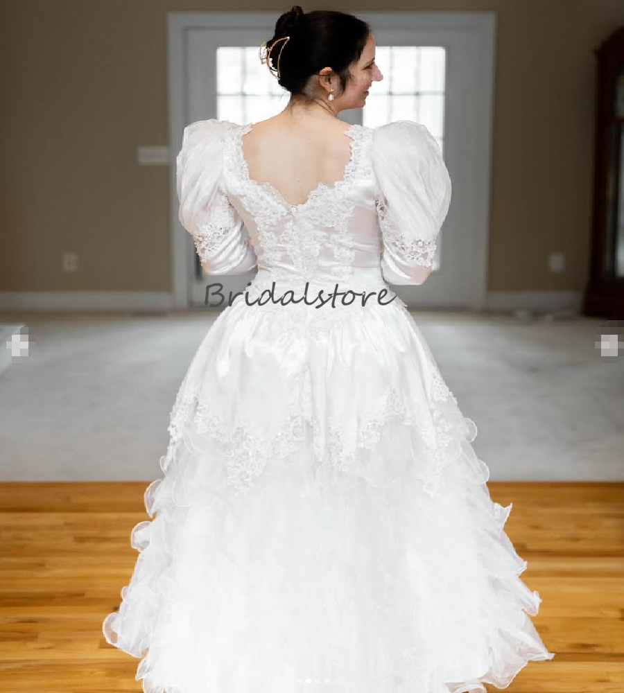 Retro 80s Wedding Dress With Organza Ruffles Long Sleeve Celtic Victorian Bridal Dress 2025 Elegant Gatsby Bride Gown Medieval Renaissance Vestio De N