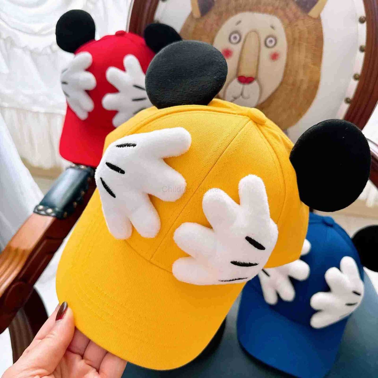 Disney 2025 Pure Cotton Parentchild Baseball Caps Childrens Sun Hats for Outings Cartoon Bigeared Baseball Caps for Boys and Girls H250926