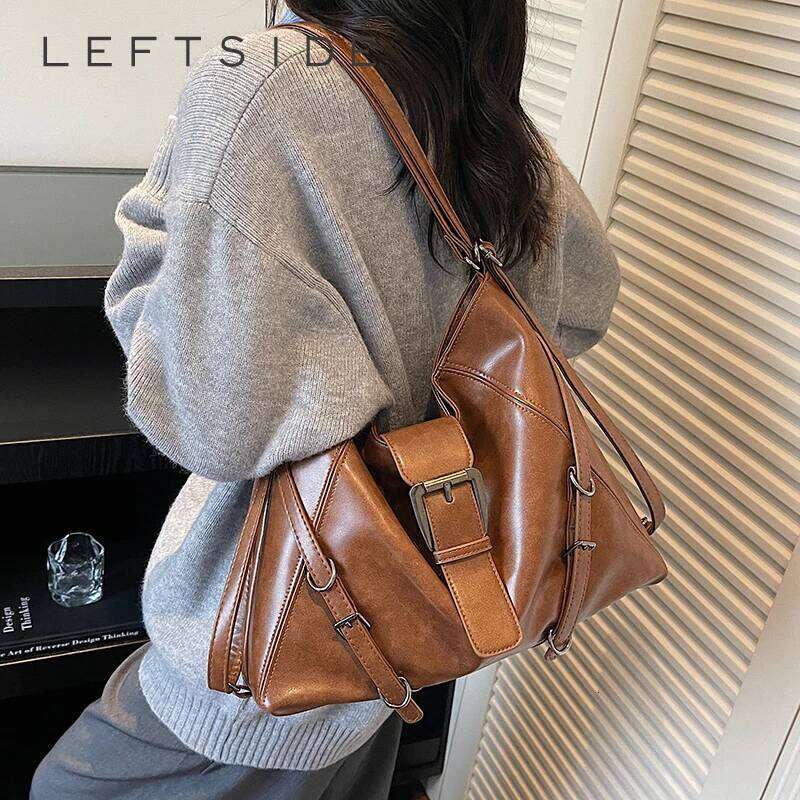 Women Leather Shoulder Winter Retro Soft Hobo Bag Designer New Trend Female Handbags and Purses