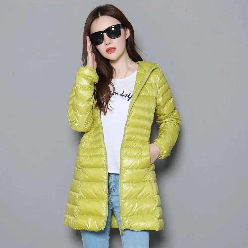010 Winter Jackets Women White Duck Down Long Coat Female Hooded Quilted Parkas Ultra Light Portable Down Coats for Women 250917