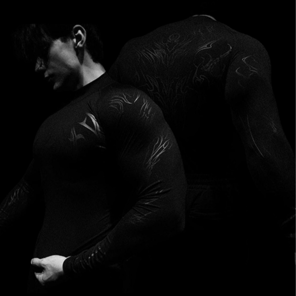 Breathedivinity Mens Long Sleeve Printed TightFitting Shirt High Neck Sports Fitness QuickDry Long 250926