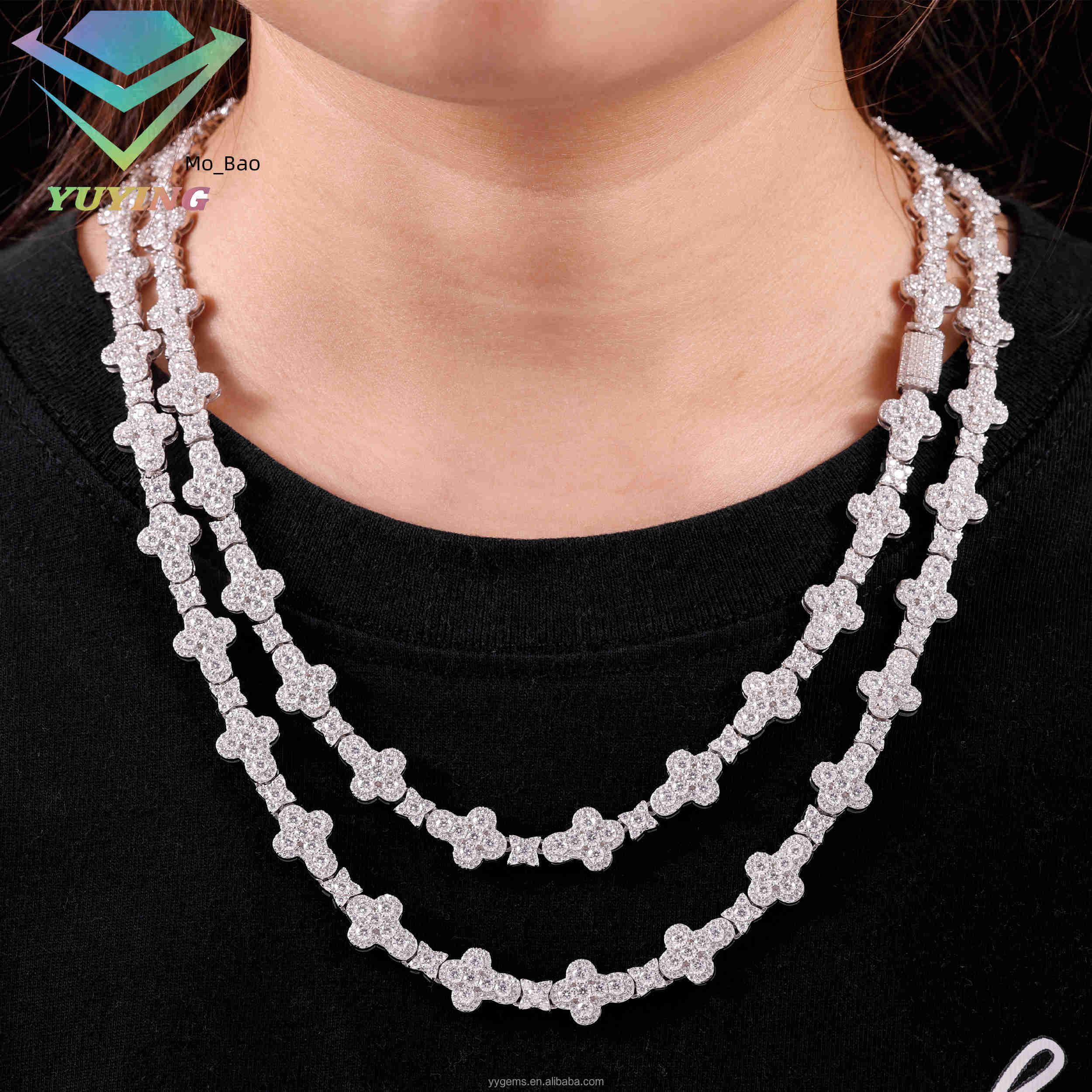 Fashion Cross Style VVS Moissanite Diamond Necklace 15mm Wide S925 Solid Silver Hiphop Cross Cuban Link Chain Fashion Jewelry