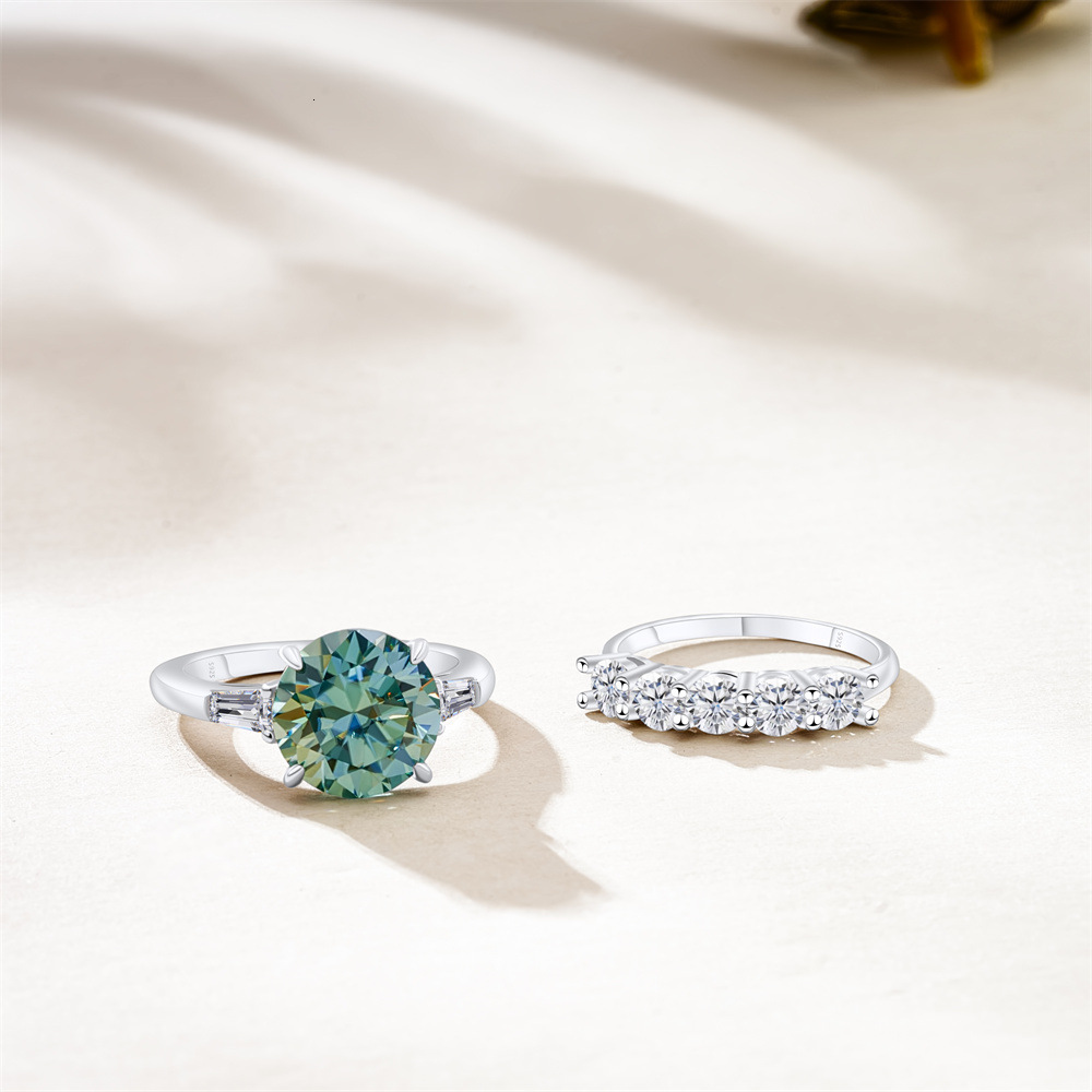 6.5 CT Luxury Sterling Silver Moissanite Ring Set with GRA Certificate Authoritative Certification Birthday Gift Recommendation